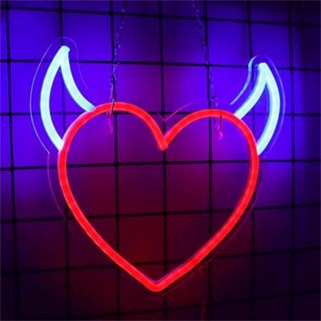 Herz mit Teufelshörnern LED-Neonschild für Bar Club