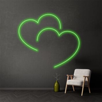Set a Romantic Mood for Weddings, Anniversaries, and Home Decor with the Double Heart Initials Part Custom LED Neon Sign.