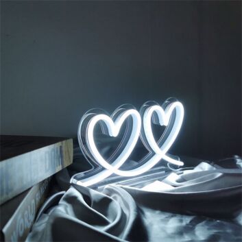 zwei Herzen LED-Neonschild Wohnzimmer Schlafzimmer