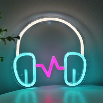 Kopfhörer mit Musikfrequenz LED-Neonschild Wohnzimmer Musikstudio