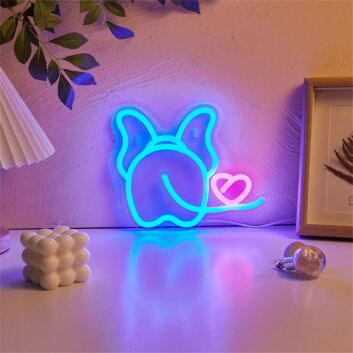 Elefantenkopf mit Herz als LED-Neonschild