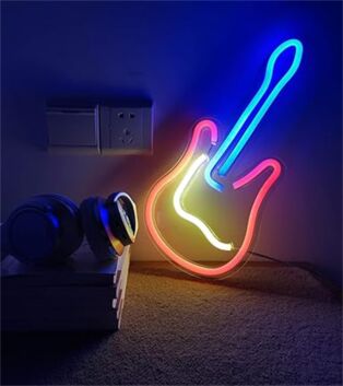 E-Gitarre LED-Neonschild für Musikstudio und Wohnzimmer