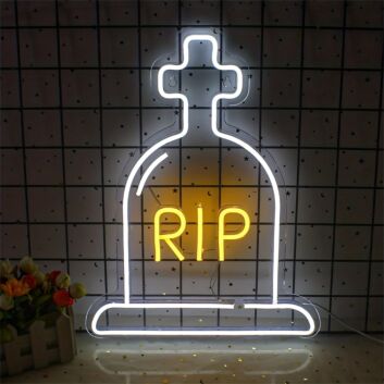 Transform your spooky season decorations into an enchanting display for home, office, and Halloween parties with the Halloween Cross LED Neon Sign Headstone LED Neon Lights.