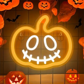 Halloween Pumpkin LED Neon Sign: Perfect for Spooky Home Decor, Themed Parties, and Festive Retail Displays
