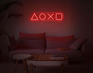 △○×□ Gaming Symbole LED Neonschild – Neon Wandlicht für Gaming Room