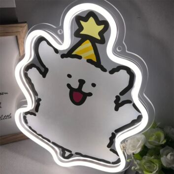 Partyhund mit Sternhut LED-Neonschild Kinderzimmer Partydeko