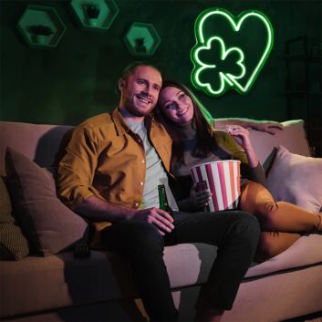 Herz mit Kleeblatt LED-Neonschild Wohnzimmer Bar