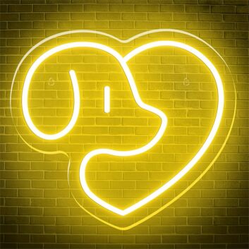 Hundekopf im Herz LED-Neonschild Wohnzimmer Haustierladen