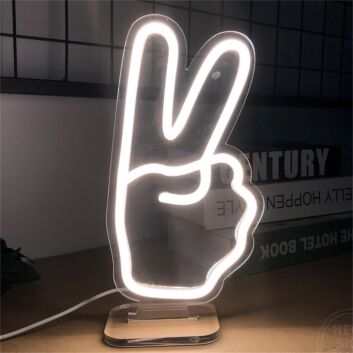 Hand mit Victory Zeichen LED-Neonschild Wohnzimmer Büro