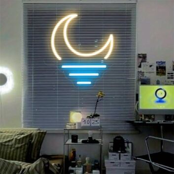 Halbmond über Wasser LED-Neonschild Wohnzimmer Schlafzimmer