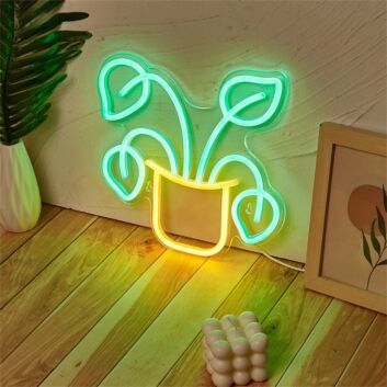 Topfpflanze LED-Neonschild für Wohnzimmer Schlafzimmer