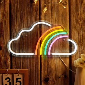 Wolke mit Regenbogen LED-Neonschild für Kinderzimmer Wohnzimmer