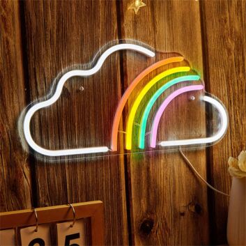 Wolke mit Regenbogen LED-Neonschild für Kinderzimmer Wohnzimmer