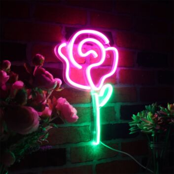 Brighten Your Space: Rose Flower Women Room Decor Flex Silicone LED Neon Sign for Home, Office, Bar, and Wedding Ambiance.