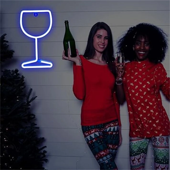 Brighten Up Your Bar, Wedding, or Home Decor with the Wine Glass LED Neon Sign.
