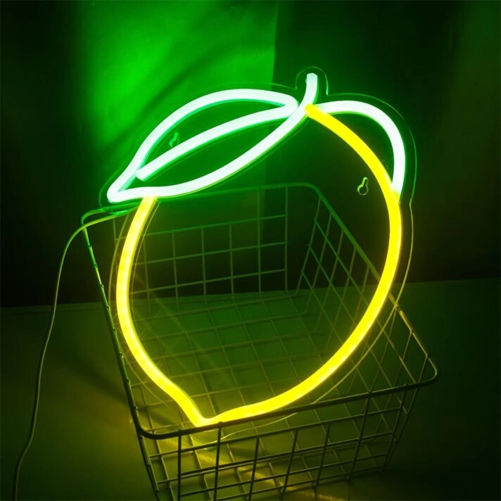 Brighten Up Your Space: Yellow Lemon LED Neon Light Perfect for Bars, Cafés, and Vibrant Home Decor