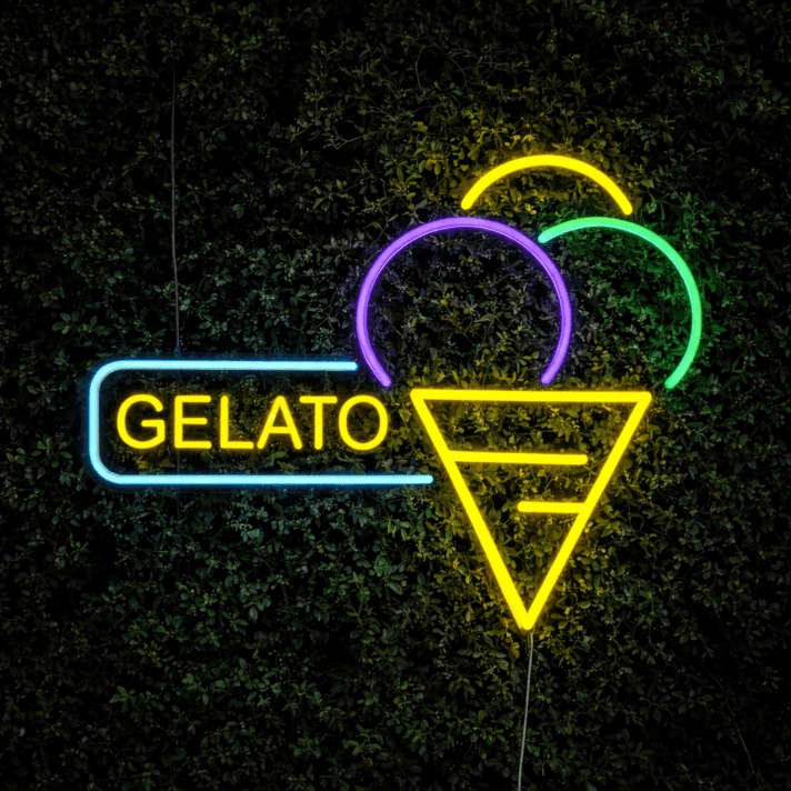 Brighten Your Space: Ice Cream Words Symbols Neon Sign - Perfect for Home Décor, Cafes, and Theme Parties.