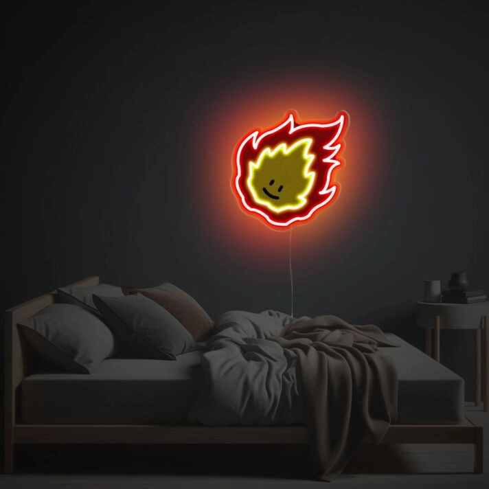 Brighten Up Your Child's Bedroom or Birthday Bash with Little Cute Smily Fire Boy LED Neon Acrylic Artwork.