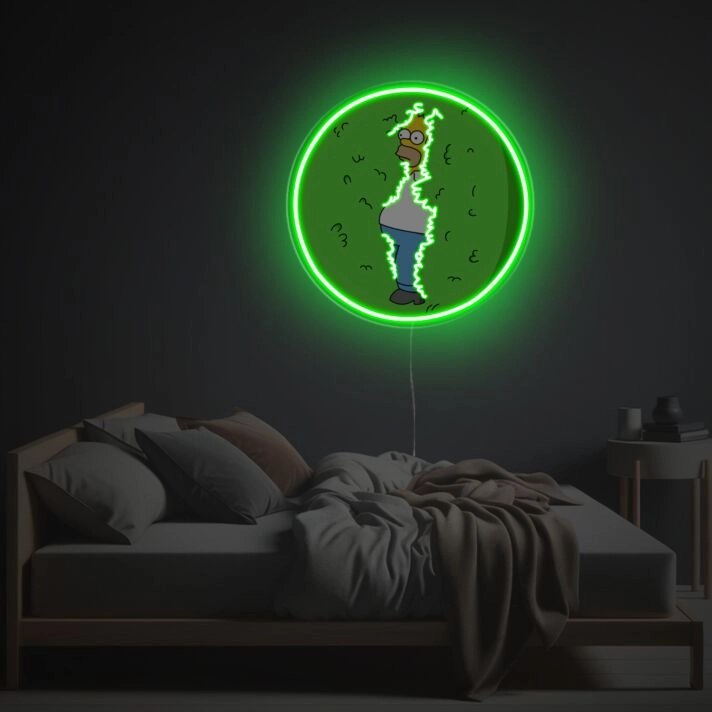 Brighten Up Your Bar or Game Room with Simpson Buried In Bushes LED Neon Acrylic Artwork.