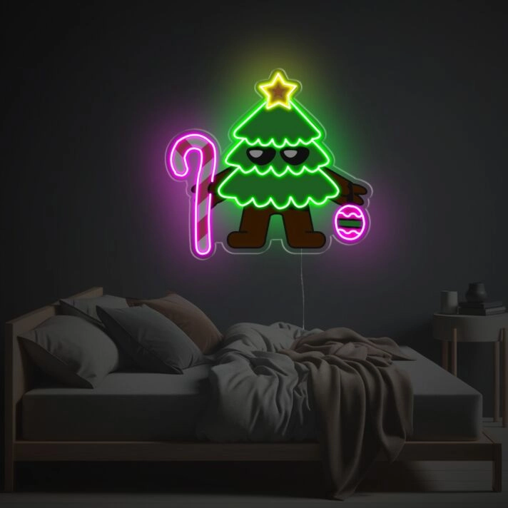 Brighten Up Your Festivities: Standing Christmas Tree Boy LED Neon Acrylic Artwork Perfect for Home Decor, Office Celebrations, and Holiday Parties.