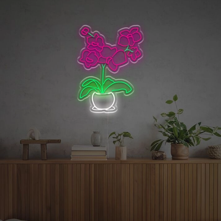 Orchidee LED Neonschild elegante Wanddekoration für Wohnzimmer oder Schlafzimmer