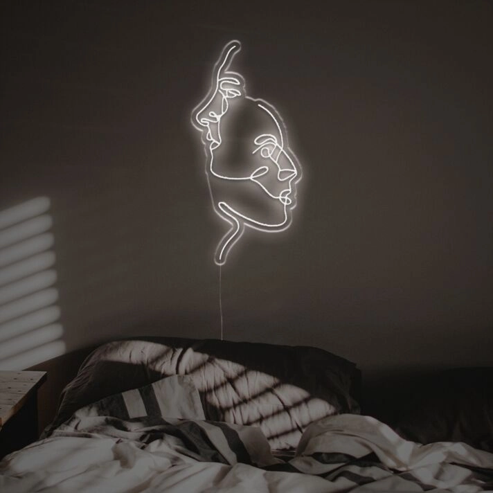 Enhance Your Home Décor, Office, or Store Ambiance with the Two Aesthetic Faces Line Drawing LED Neon Sign.