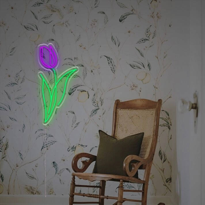 Brighten Up Your Space: Perfect for Home Decor, Offices, and Trendy Bars - Purple Tulip LED Neon Sign