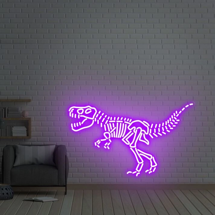 Brighten Up Your Space with Dinosaur Neon Sign - Perfect for Game Room, Home Decoration, Bar Settings, and Weddings.