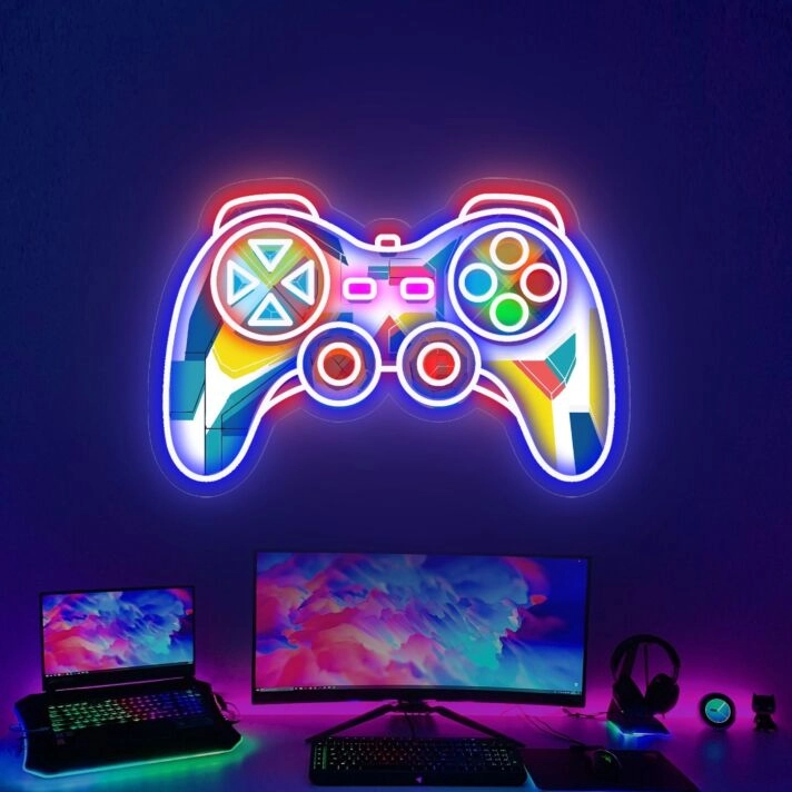 Light Up Your Game Room & Add A Vibrant Touch To Parties With The Game Handsign UV Neon Sign Art Decor.
