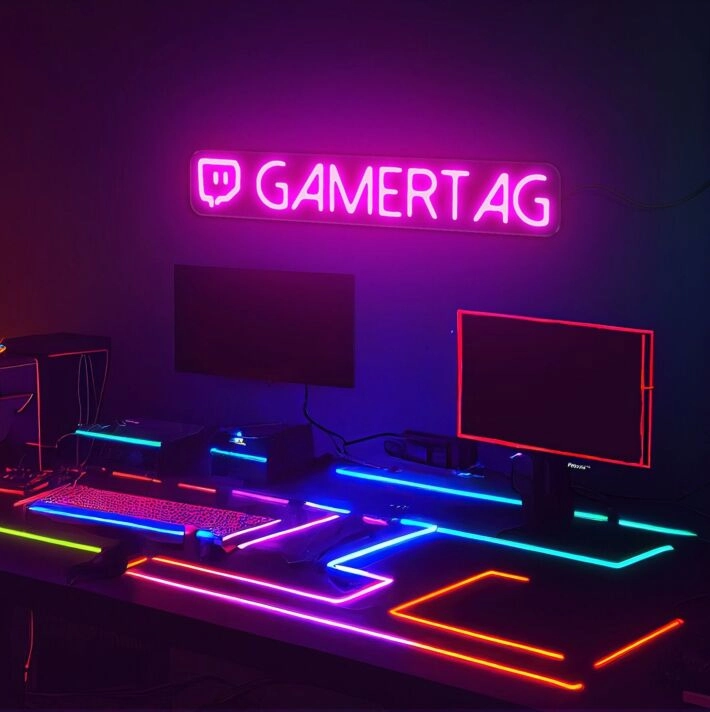 GAMERTAG LED-Neonschild für Gaming Zimmer und Streamer Setup