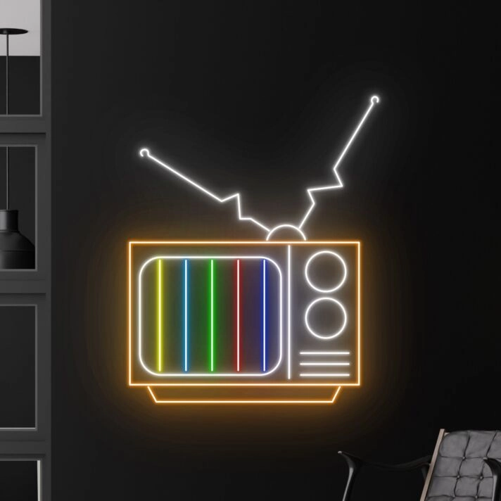 Brighten Your Living Room, Bar, or Party Ambiance with the Colorful Television LED Neon Sign Color TV Neon Light Home Decor.