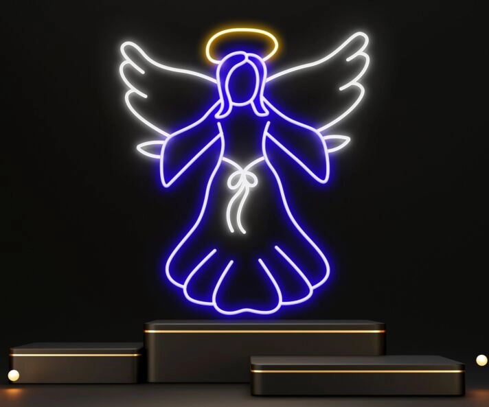 Brighten Your Sanctuary: The Jesus Christ Angel Wings Led Neon Sign for Home Decor, Church Events, and Inspirational Settings