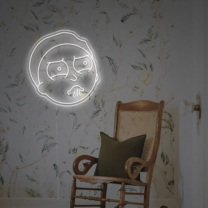 Minimalistisches Gesichts LED Neonschild mit Ausdrucksstarkem Gesicht als Moderne Wanddekoration für Wohnzimmer Schlafzimmer und Studio