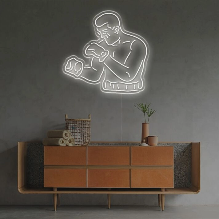 Boxer LED Neonschild minimalistisches Neon Wandlicht für Fitnessraum Studio oder moderne Räume