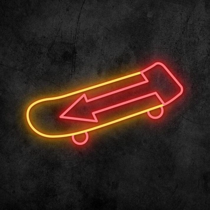 Skateboard mit Pfeil LED-Neonschild Skateshop Jugendzimmer