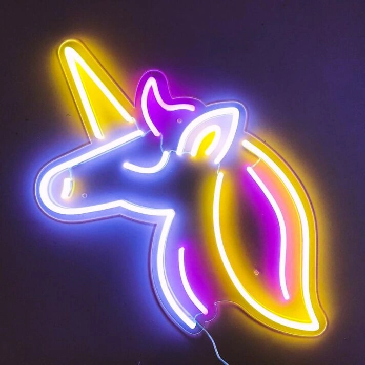 Einhornkopf LED-Neonschild für Kinderzimmer Partydekoration
