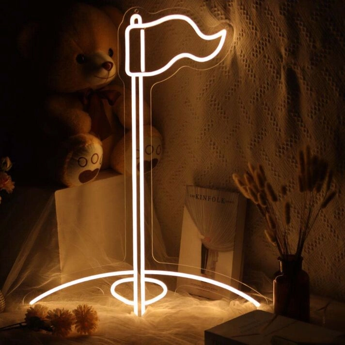 Flaggen LED Neonschild im minimalistischen Design als ruhige Wandbeleuchtung für moderne Wohnräume
