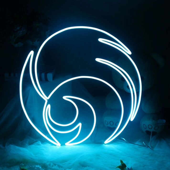 Abstract Ocean Wave LED Neon Sign Blue Minimalist Sea Inspired Wall Decor for Bedroom Living Room and Modern Home