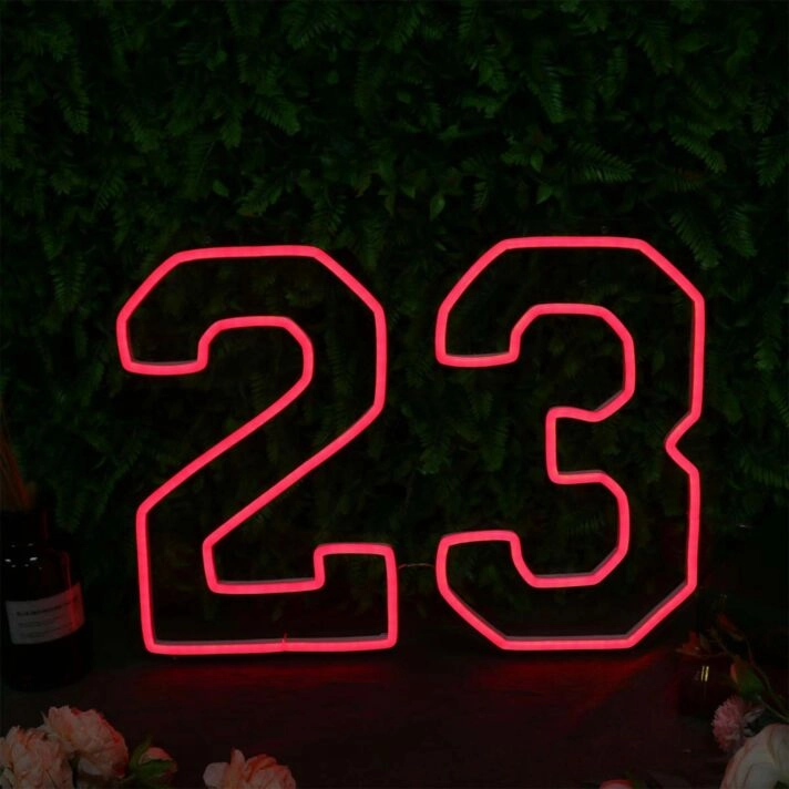 LED Neonschild Zahl 23 modernes Neon Wandlicht für Geburtstag Jubiläum Hausnummer oder Dekoration