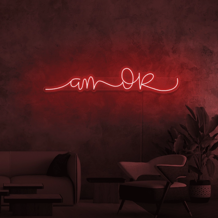 Amor LED Neon Schriftzug als moderne Wanddekoration