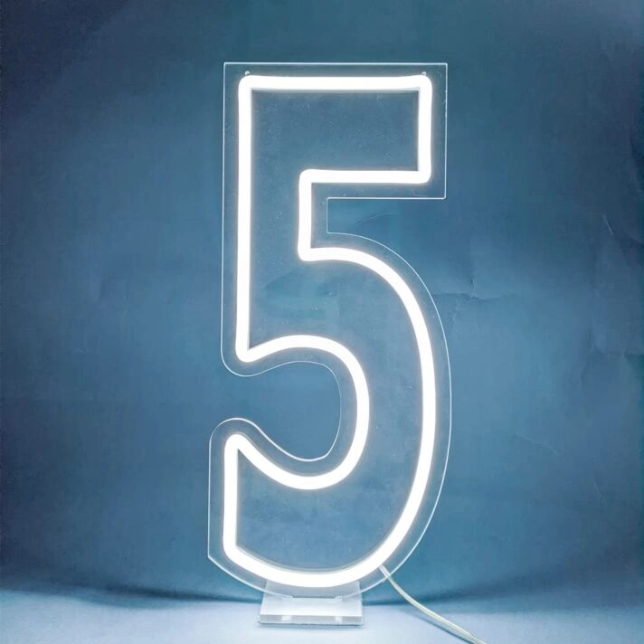 Brighten Your Birthday Bash or Home Decor with the Customized LED Neon Light Number 5 Birthday LED Neon Sign.