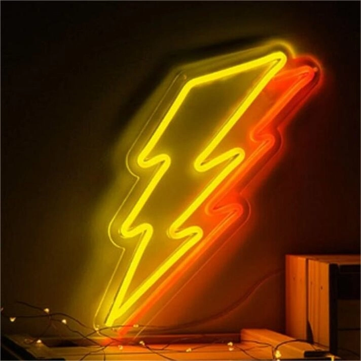 Brighten Up Your Space: Perfect for Home Decor, Office Ambiance, and Party Vibes - Flash Acrylic LED Neon Sign Lighting Bolt LED Neon Light.
