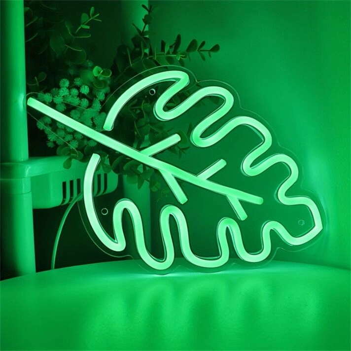 Transform Any Room into a Tropical Paradise with the Monstera Leaf Wall LED Neon Sign Night Light - Perfect for Home Décor, Bars, and Themed Events.
