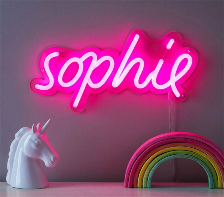 Brighten Up Your Space: Personalized Decor Sophie LED Neon Wall Light for Home, Office, Bars, and Special Celebrations