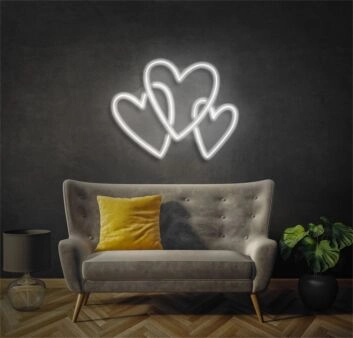 drei überlappende Herzen LED-Neonschild Wohnzimmer Schlafzimmer