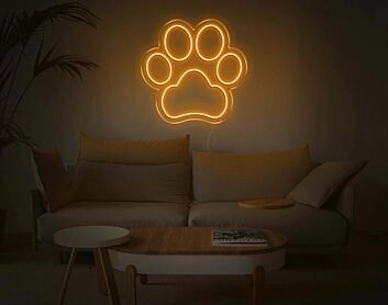 Pfotenabdruck LED-Neonschild Wohnzimmer Haustierbereich