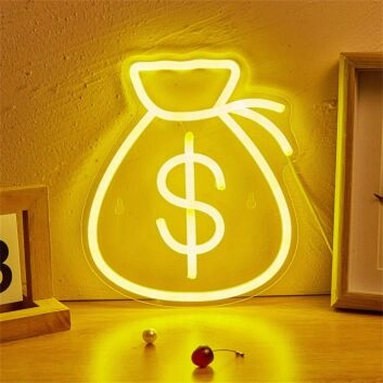 Geldsack mit Dollarzeichen LED-Neonschild Büro Bar