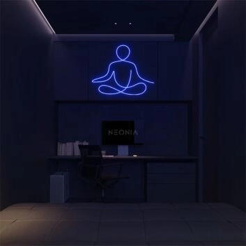 Meditierende Person im Lotussitz LED-Neonschild für Wohnzimmer Yoga Studio