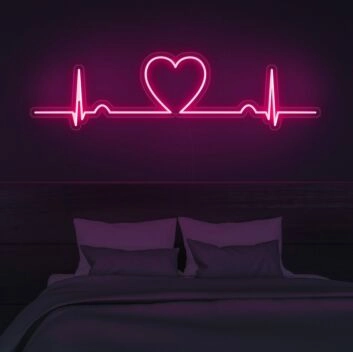 Herz mit Herzschlaglinie LED-Neonschild Schlafzimmer Wohnzimmer