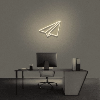 Papierflugzeug LED-Neonschild für Büro Arbeitszimmer